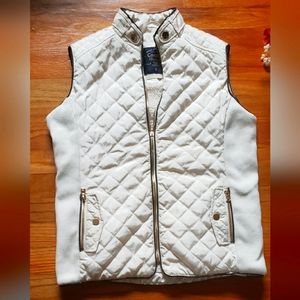 Cavalini Original Ivory Winter white Medium faux Sherpa lined quilted womens